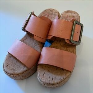 Kork-Ease Taige Coral Leather Sandals with Cork Platform Size 6